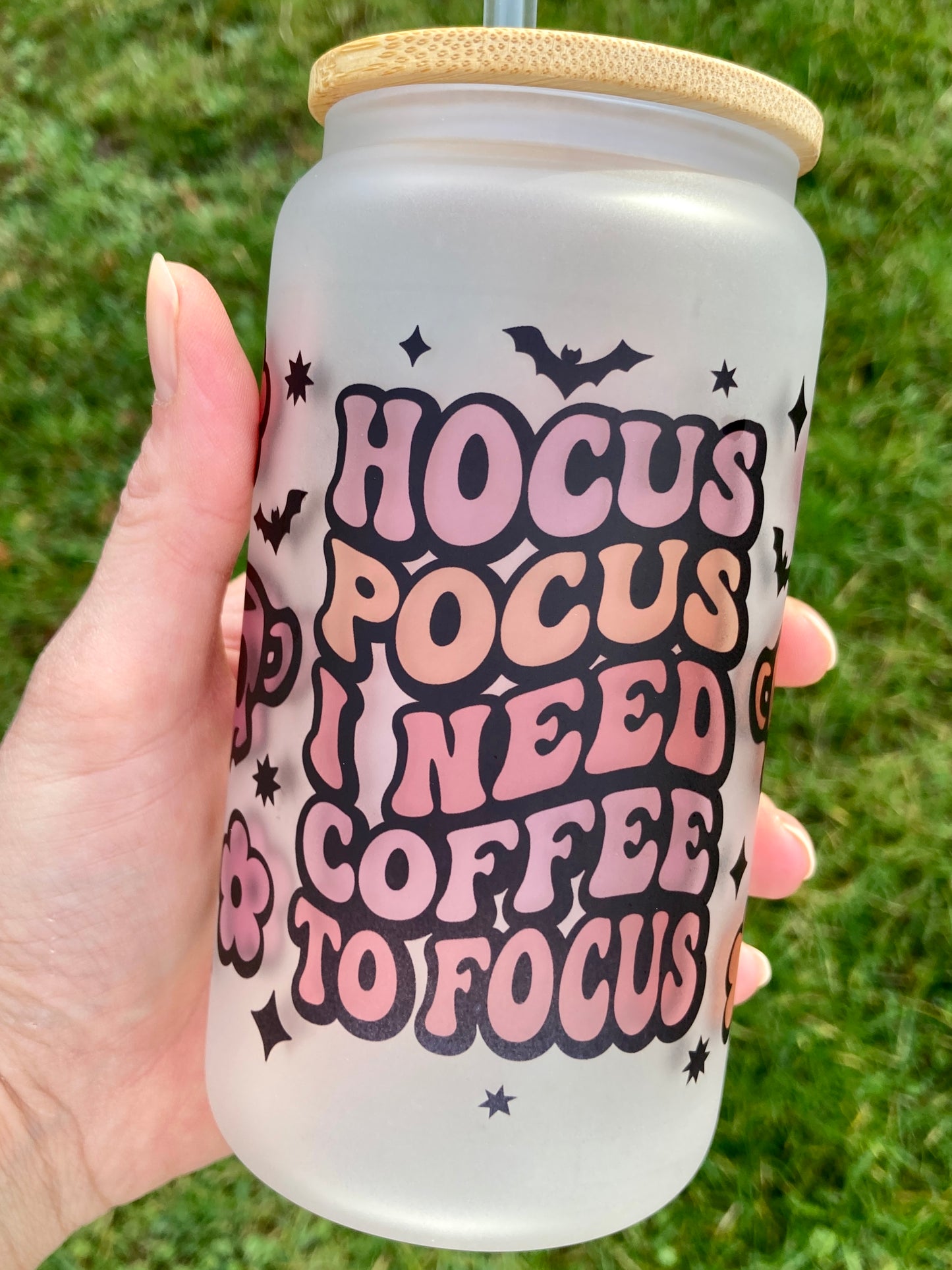 Hocus Pocus - Libbey cup - glass can with straw