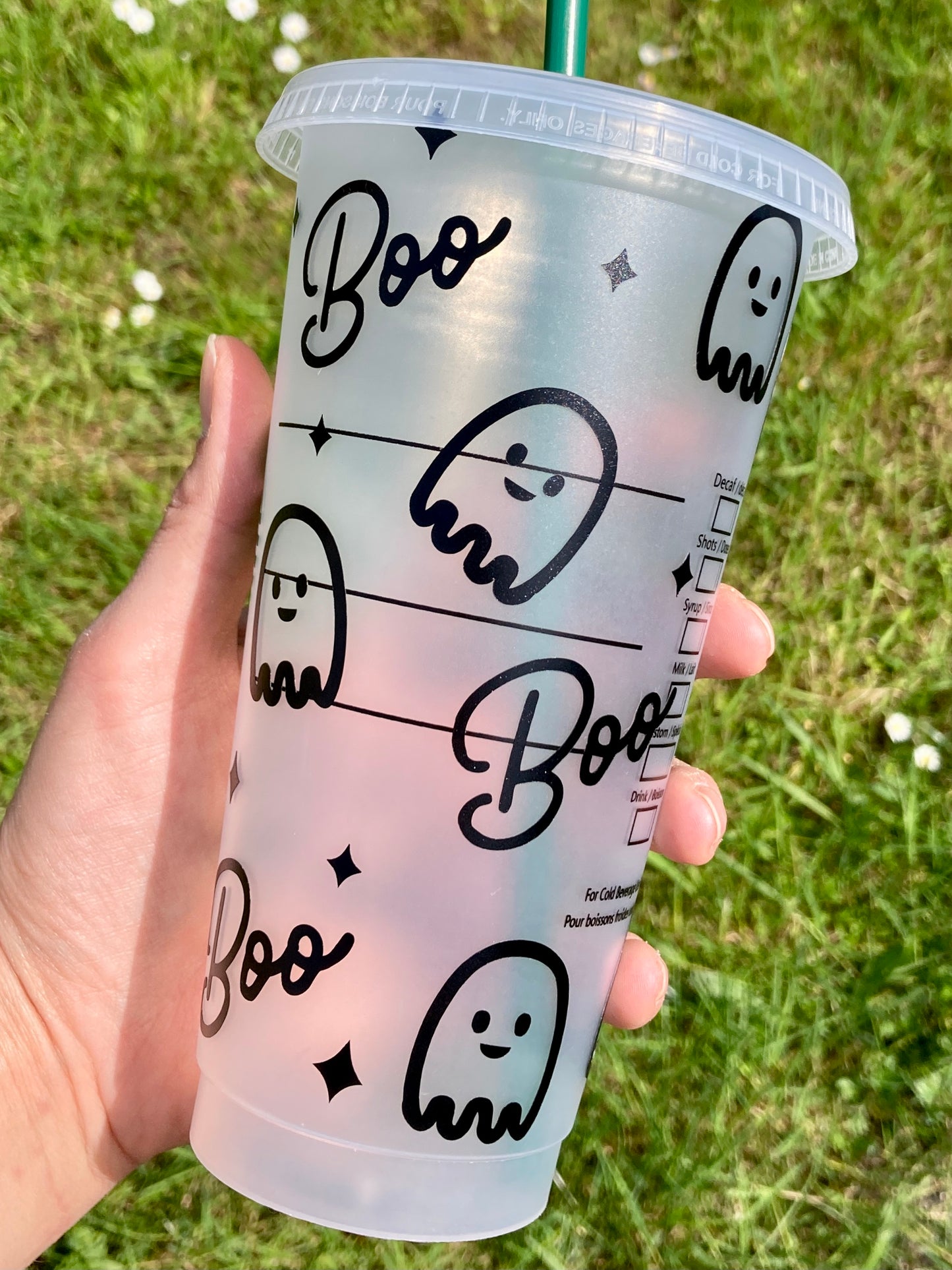 Starbucks custom cold cup with ghost design
