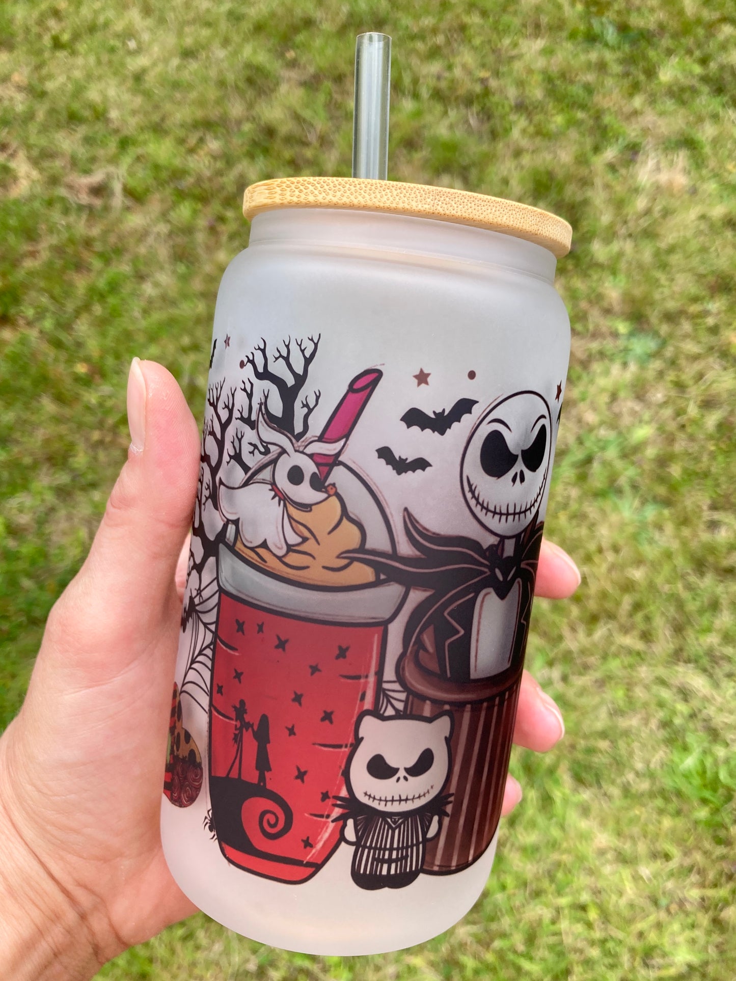 Horror Villains NBC - Libbey cup - glass can with bamboo lid and glass straw