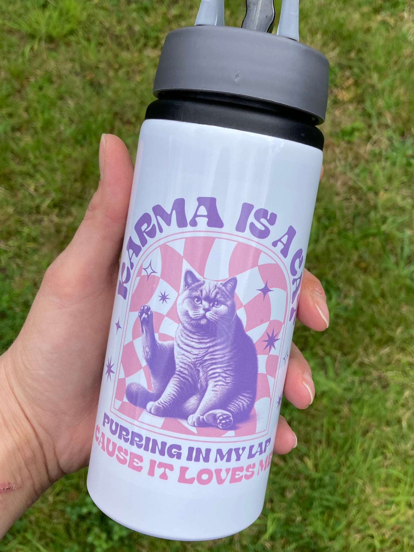 Taylor Swift inspired Karma is a Cat water bottle 600ml