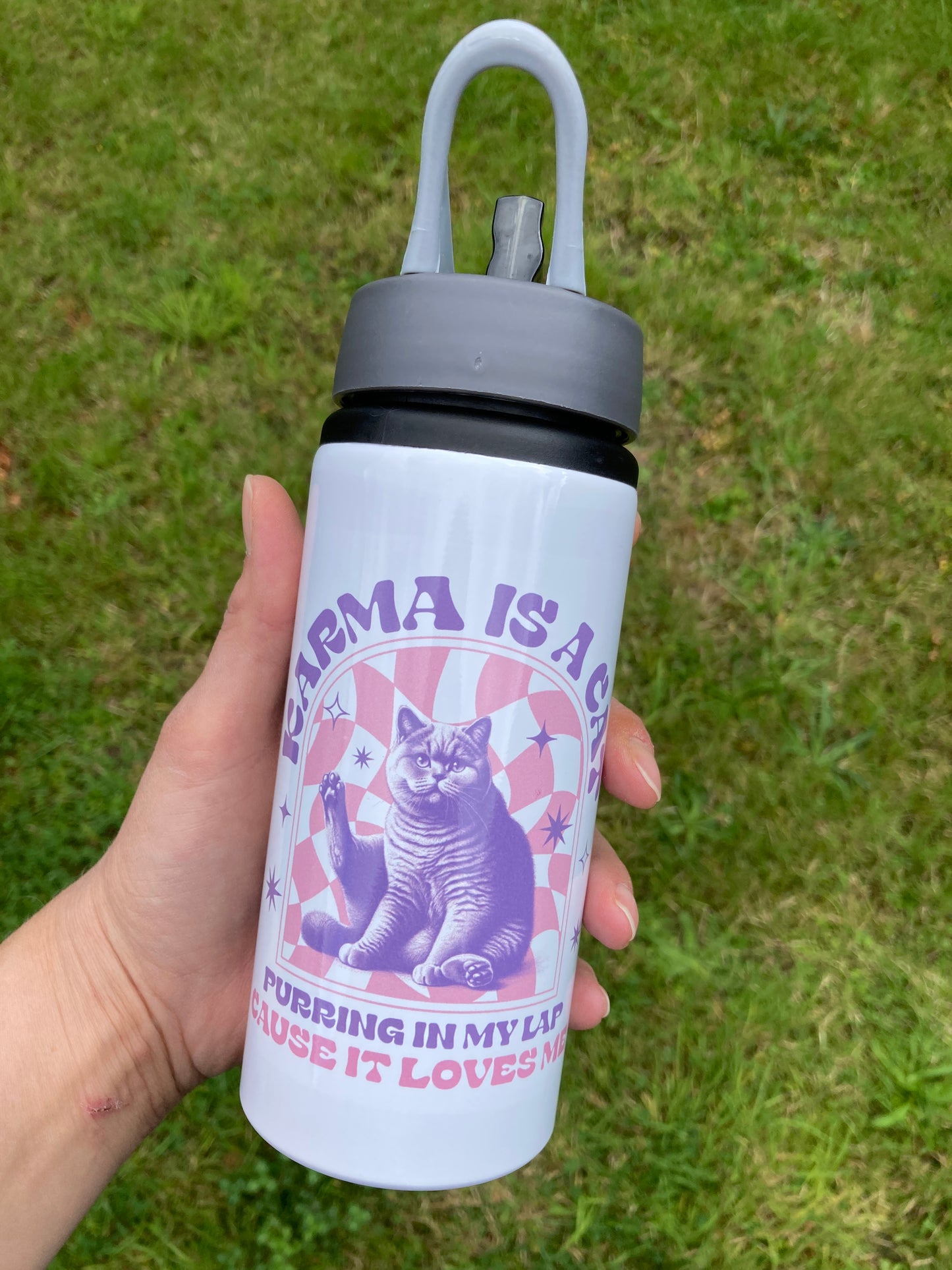 Taylor Swift inspired Karma is a Cat water bottle 600ml