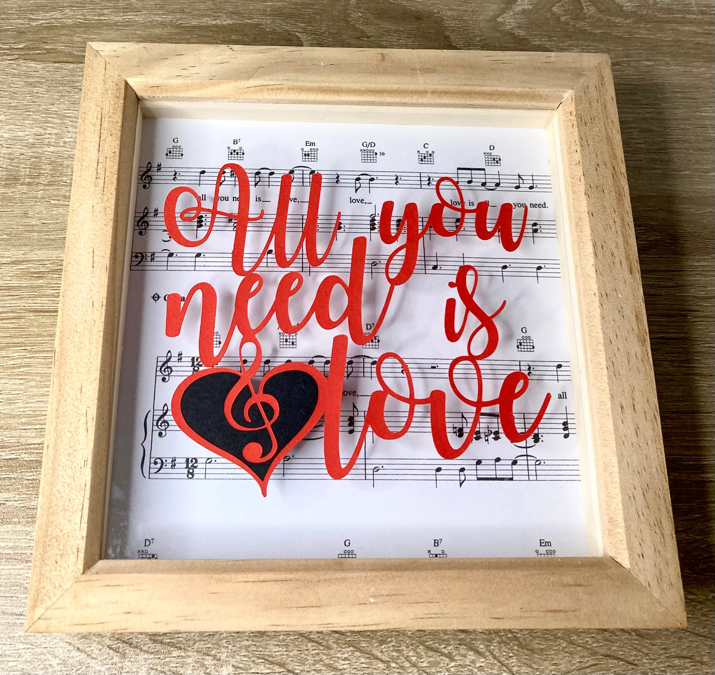 All you need is love - floating paper cut
