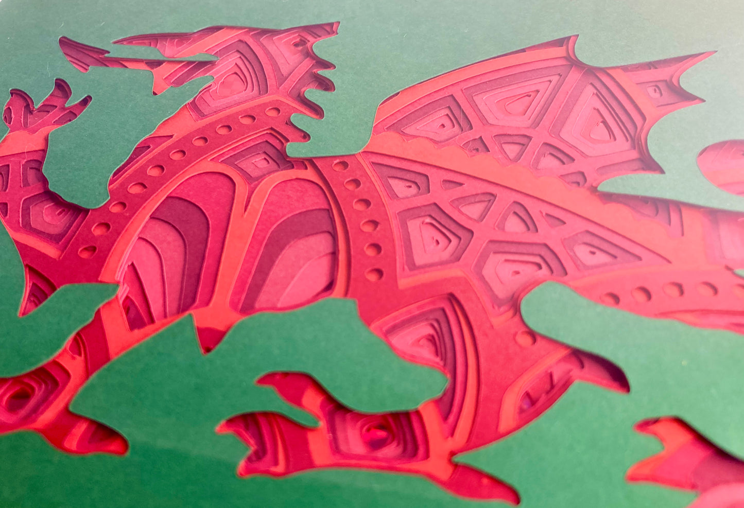 Welsh dragon multi layer mandala in frame