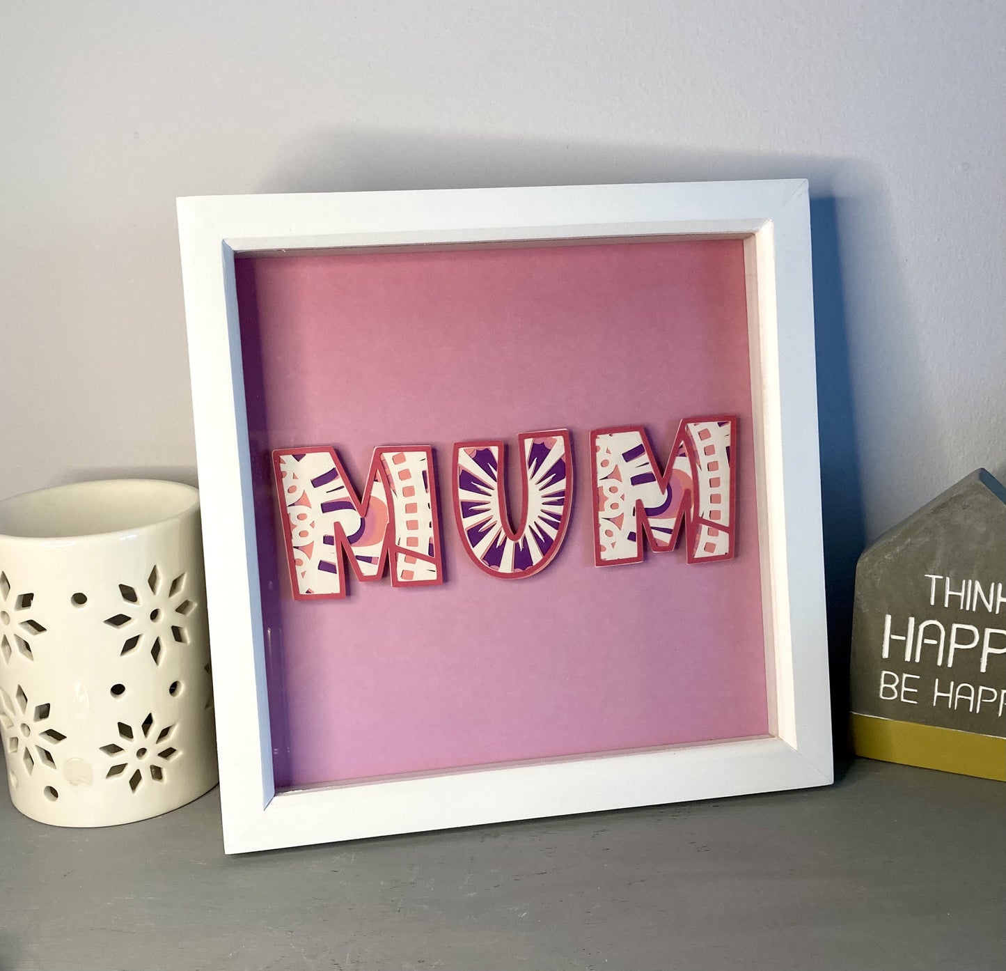 Multi layer Mum mandala paper cut in white frame