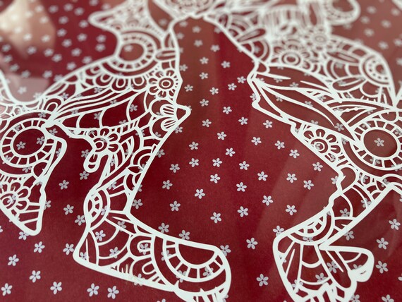 Large Alice in wonderland floral mandala - Floating vinyl cut for 30x30 frame