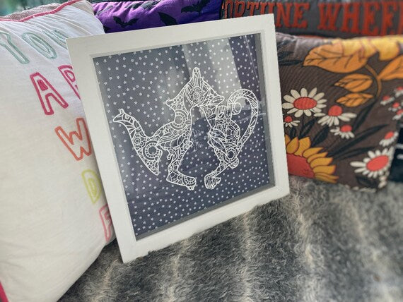 Large Alice in wonderland floral mandala - Floating vinyl cut for 30x30 frame