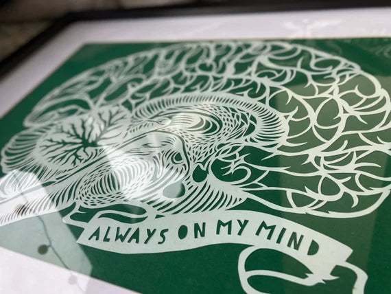 Anatomical brain - Always on my mind - A4 paper cut
