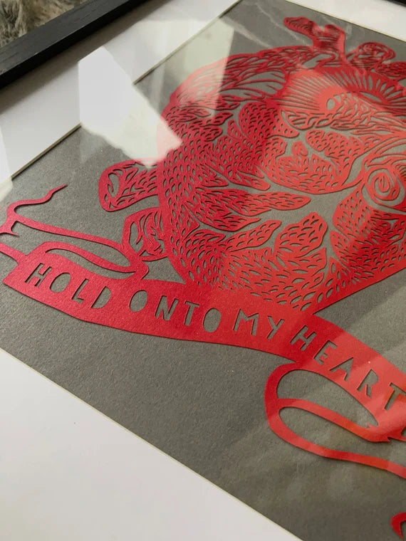 Anatomical heart - Hold onto my heart - A4 paper cut