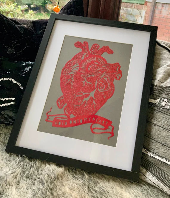 Anatomical heart - Hold onto my heart - A4 paper cut