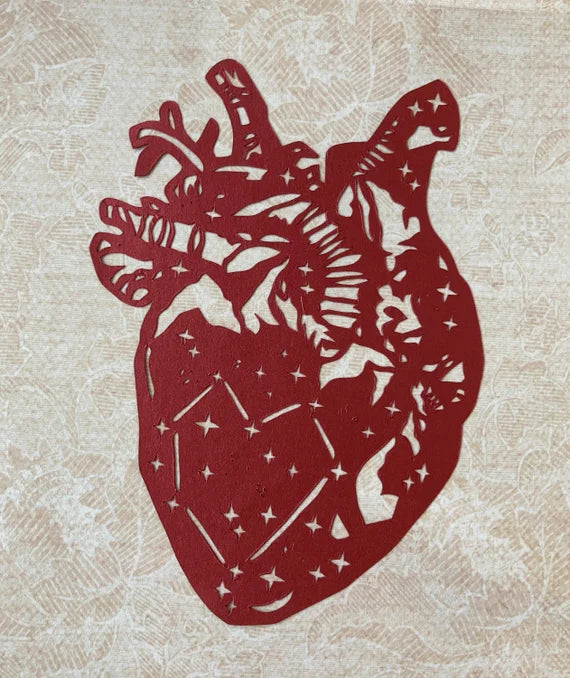 Anatomical heart with stars/constellation - floating paper cut