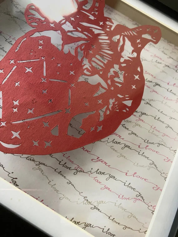 Anatomical heart with stars/constellation - floating paper cut