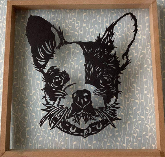 French bulldog floating papercut