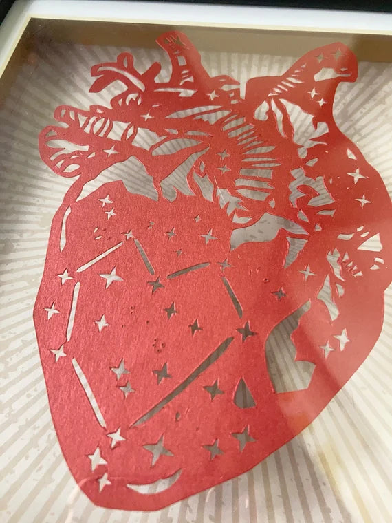 Anatomical heart with stars/constellation - floating paper cut
