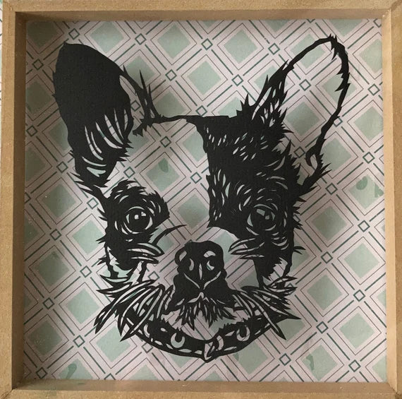 French bulldog floating papercut