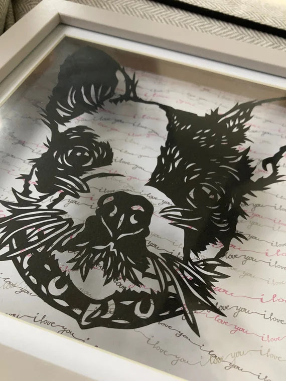 French bulldog floating papercut