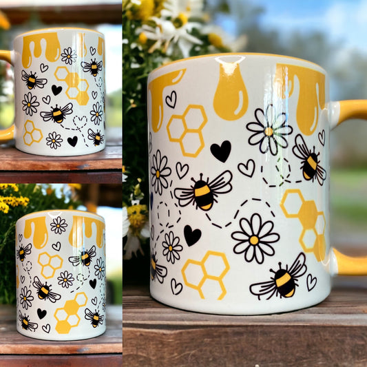 Yellow bumblebee lovers mug