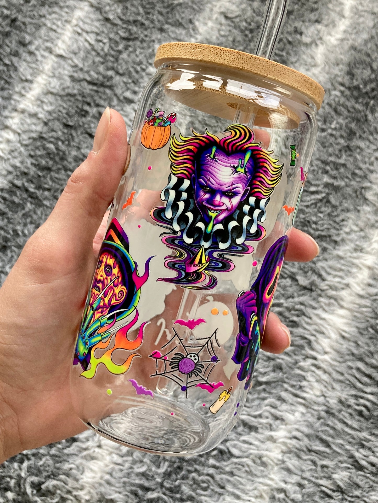 Horror villains - Libbey cup - glass can with straw