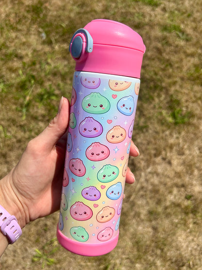 Dumplings squishy pink 500ml insulated water bottle
