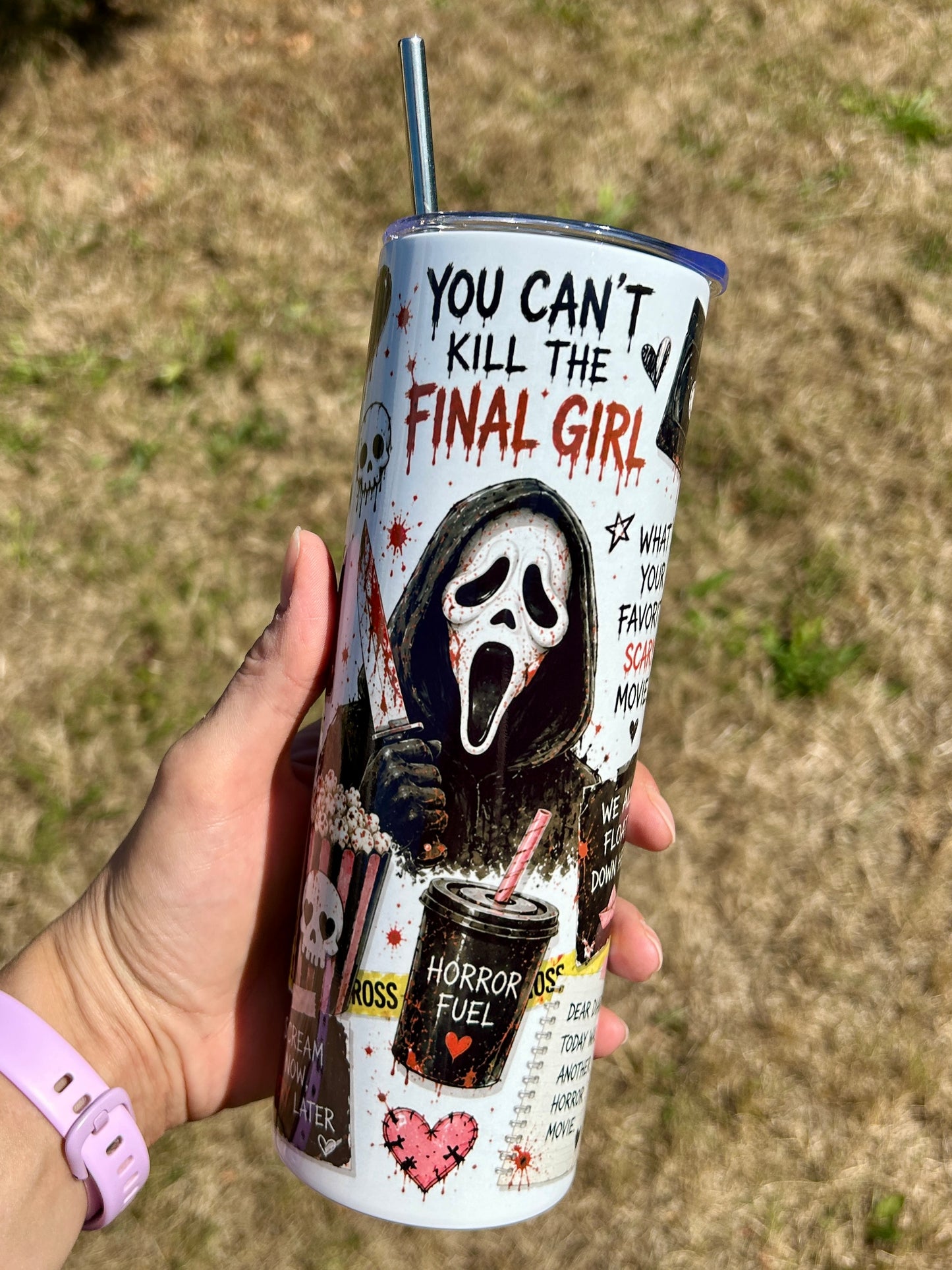 Horror Movie Night skinny tumbler