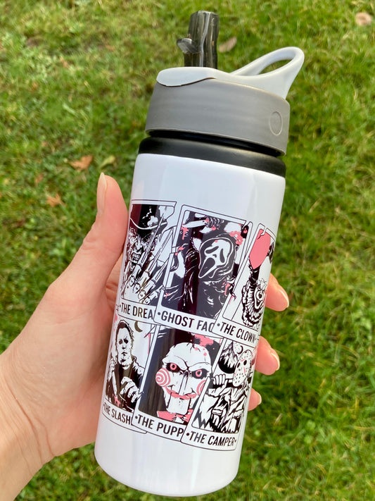 Horror movie villains - Pink tarot - water bottle 600ml