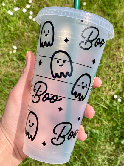 Starbucks custom cold cup with ghost design