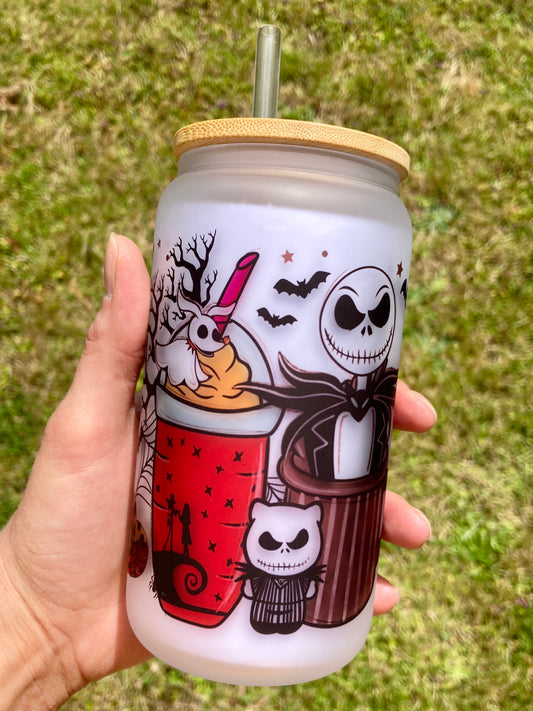 Horror Villains NBC - Libbey cup - glass can with bamboo lid and glass straw