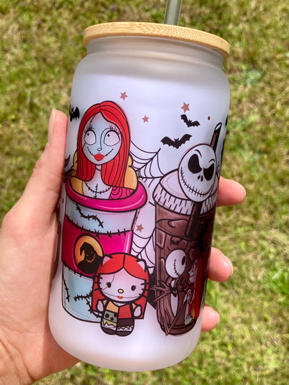 Horror Villains NBC - Libbey cup - glass can with bamboo lid and glass straw