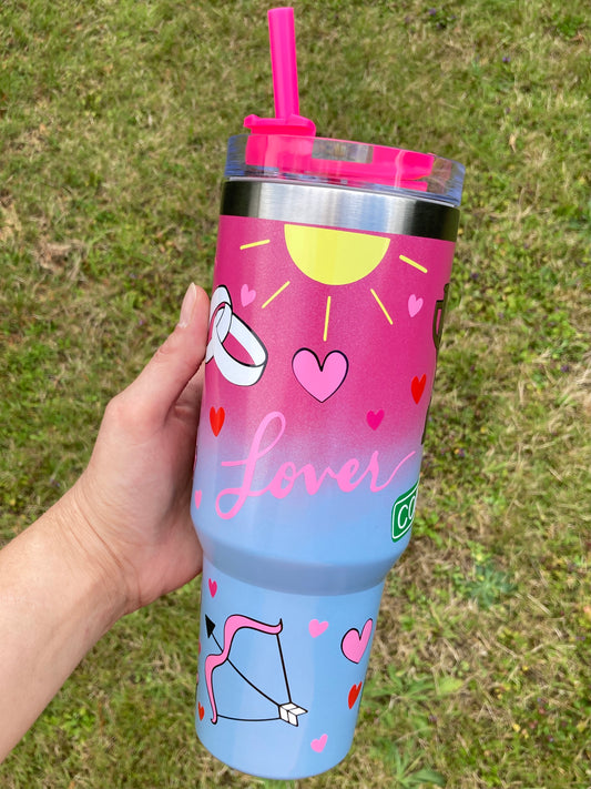 Lover inspired - Pink & Blue Ombre - 40oz tumbler