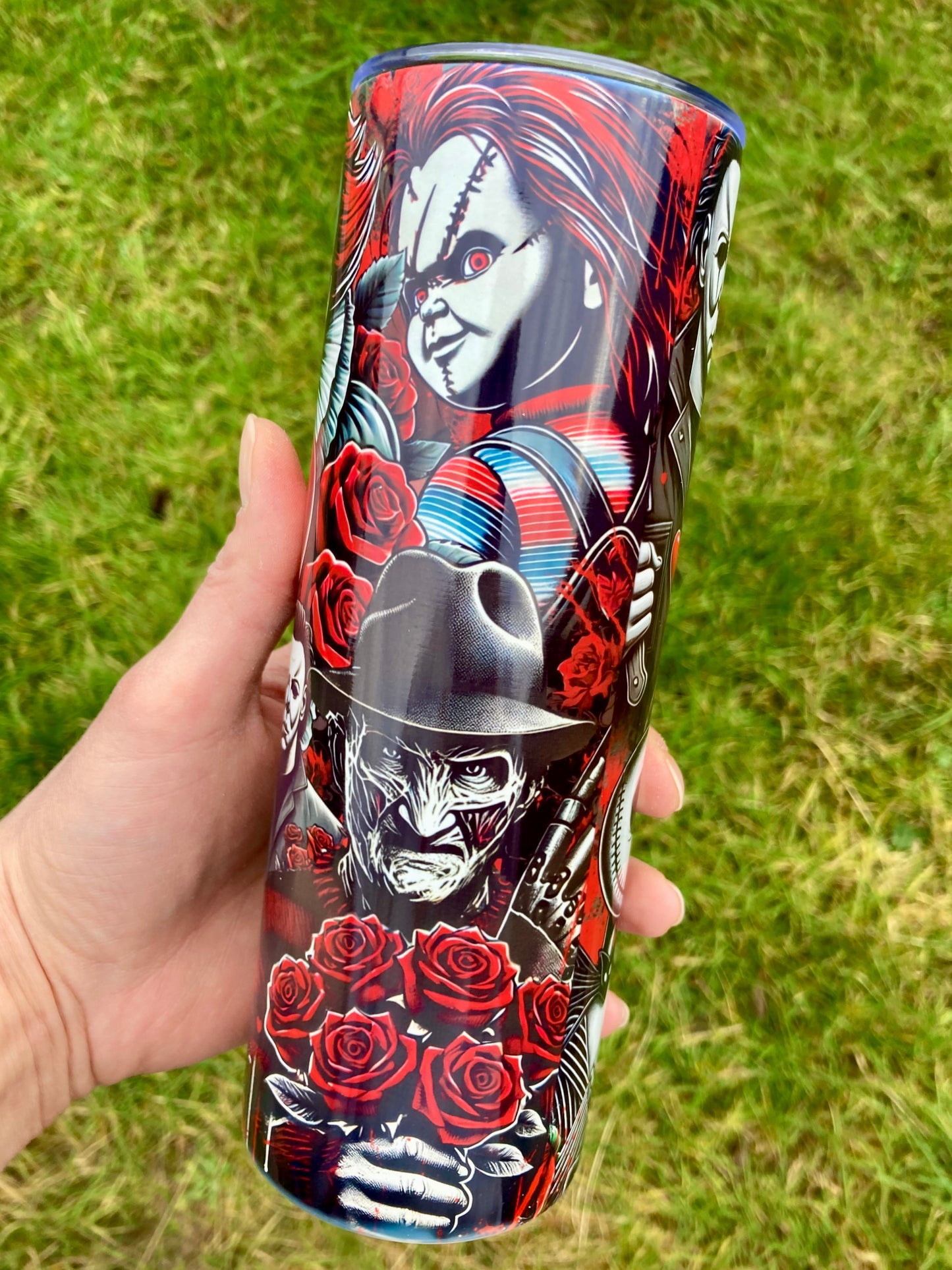 Horror Villains Valentine's skinny tumbler