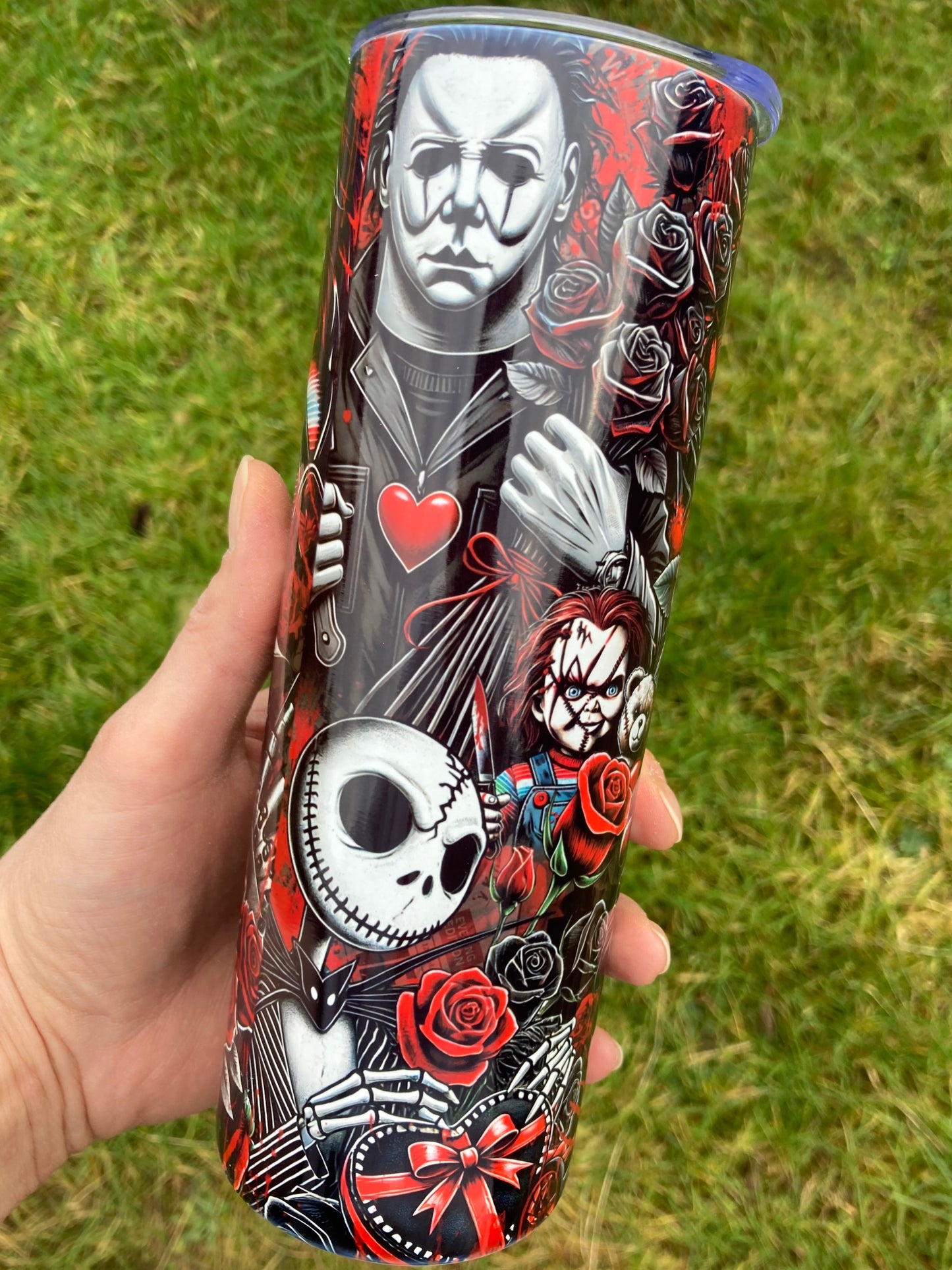 Horror Villains Valentine's skinny tumbler