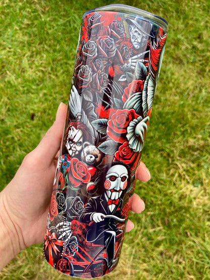 Horror Villains Valentine's skinny tumbler
