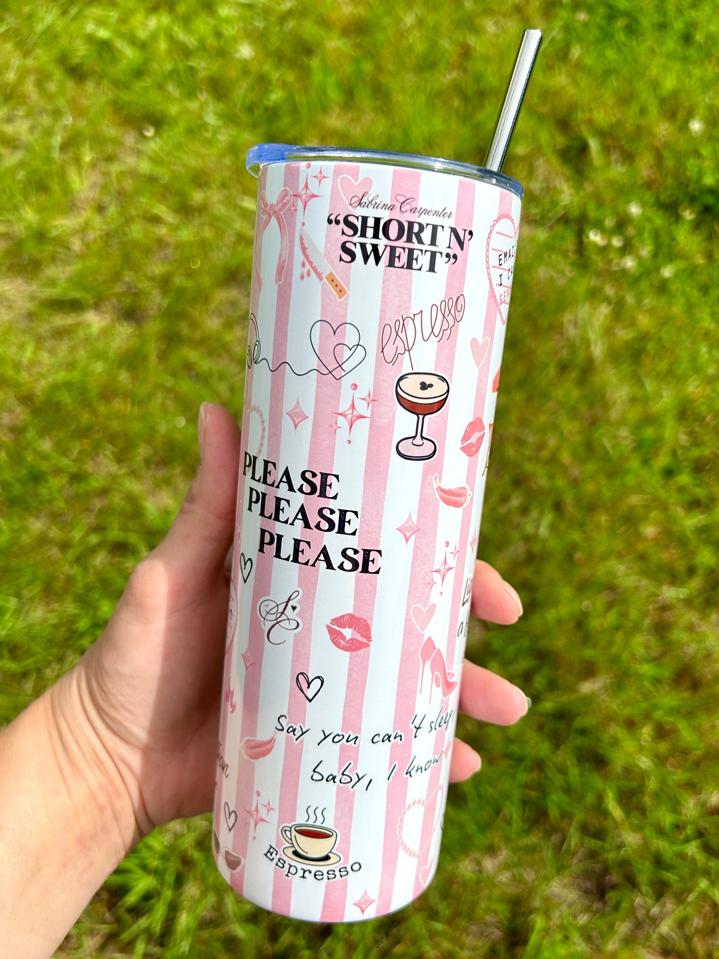 SC inspired skinny tumbler pink stripes