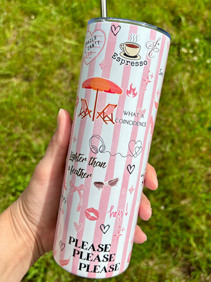 SC inspired skinny tumbler pink stripes