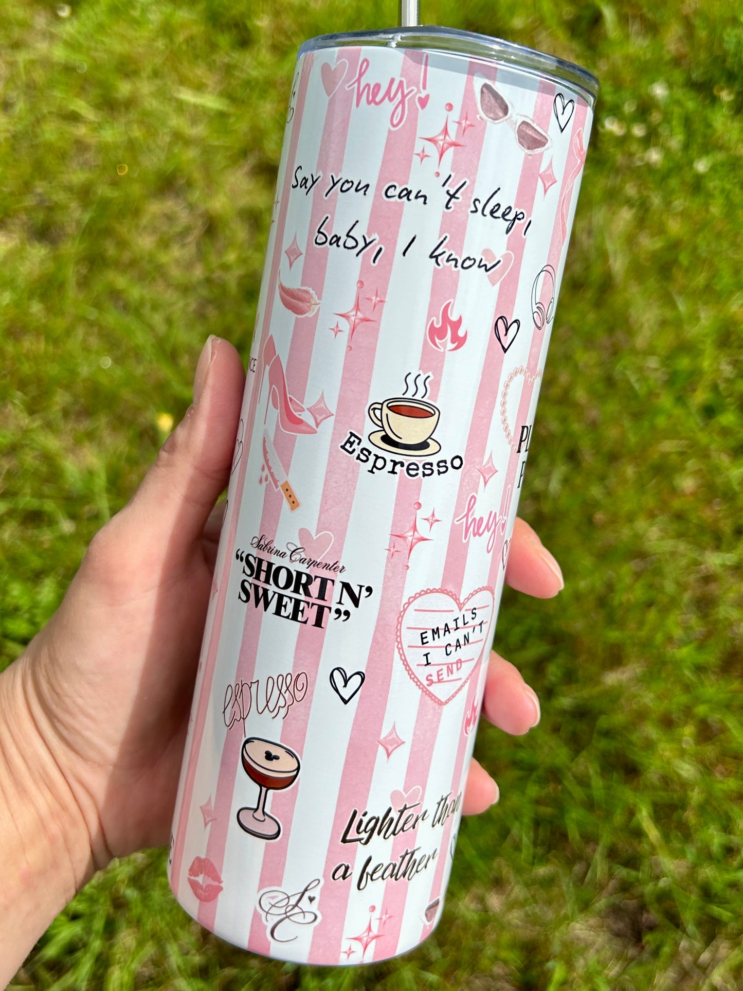 SC inspired skinny tumbler pink stripes
