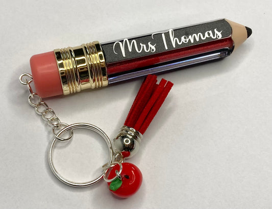 Personalised teachers pencil keyring