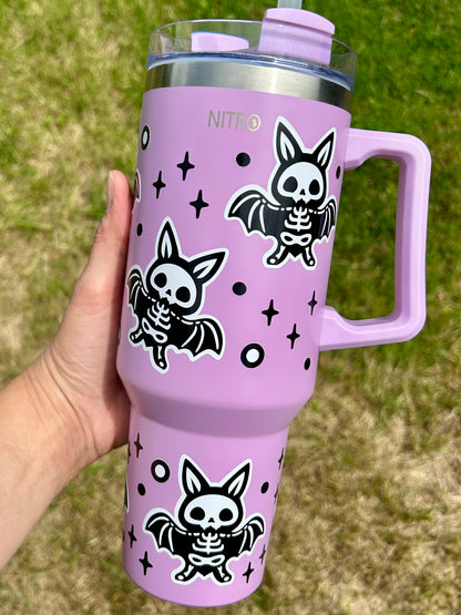 Skeleton bats - Lilac - 40oz tumbler