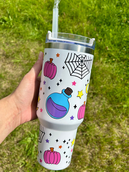 Cute Witchy Halloween - White 40oz tumbler