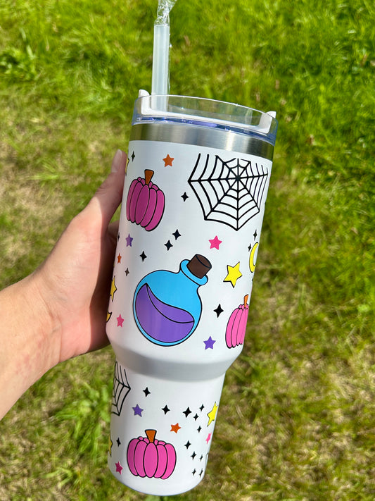 Cute Witchy Halloween - White 40oz tumbler