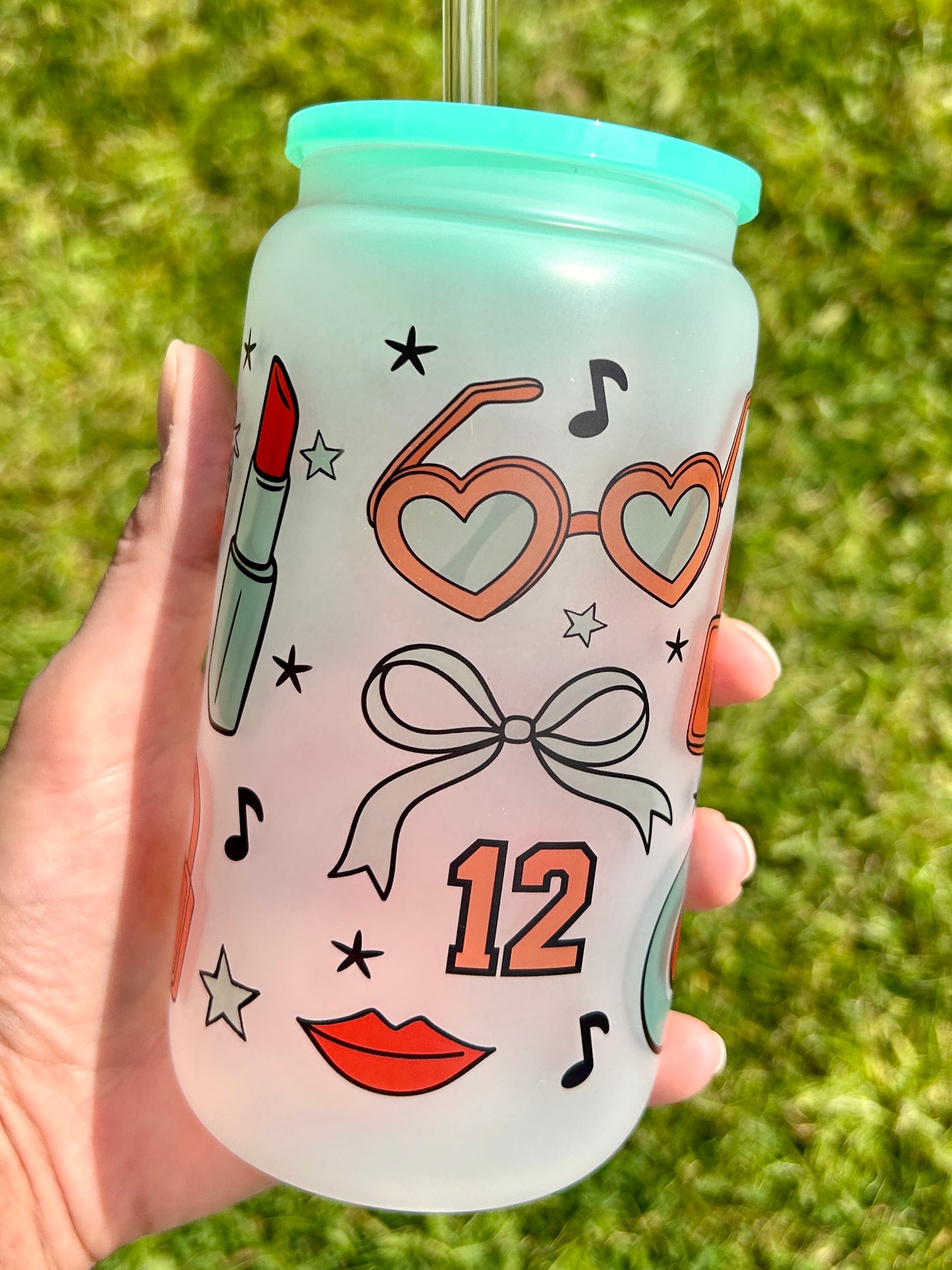 TS Showgirl inspired - Libbey cup - glass can with bamboo lid and glass straw