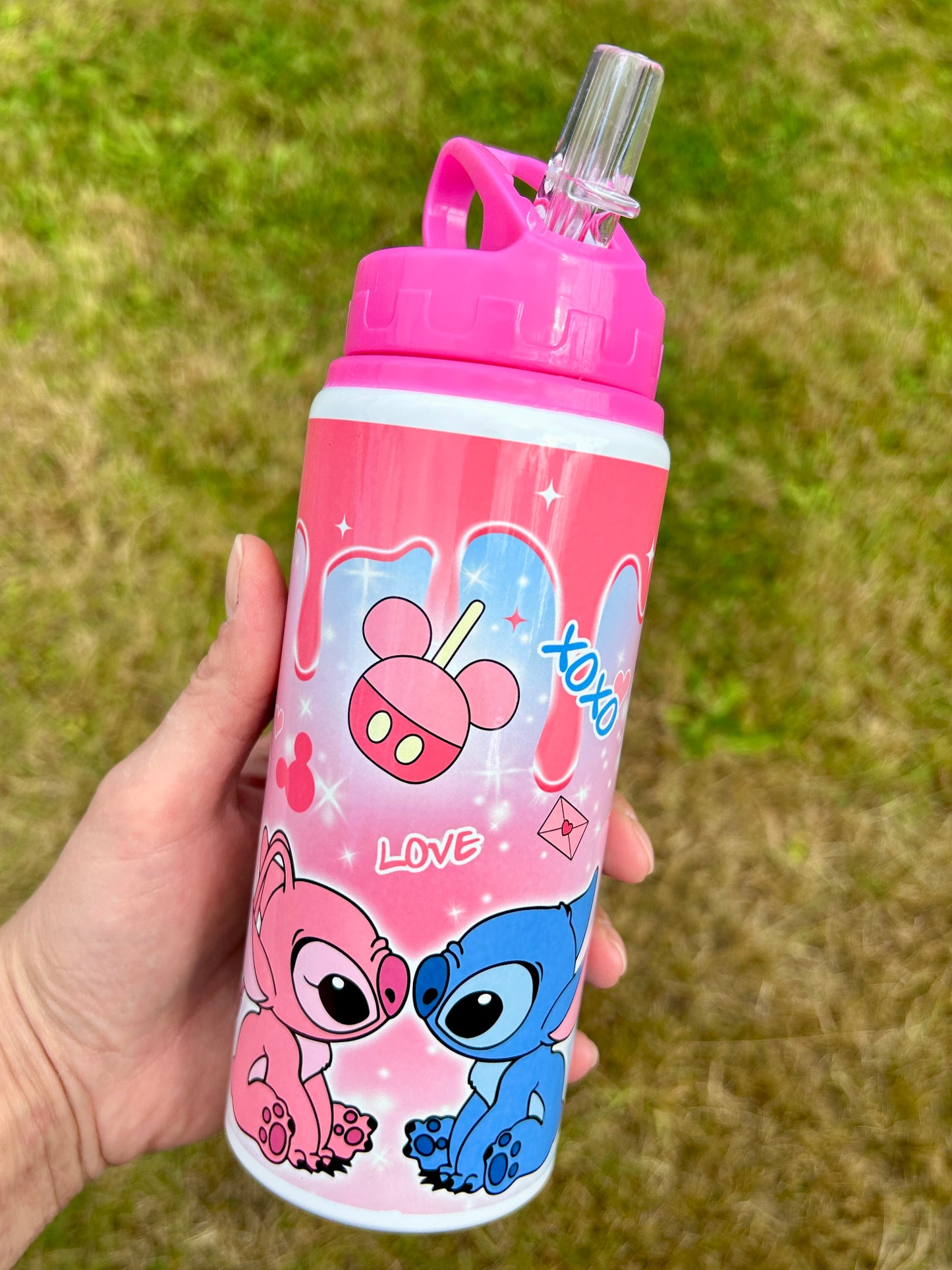 2NDS BOTTLES custom pink water bottle 600ml handmade multiple designs