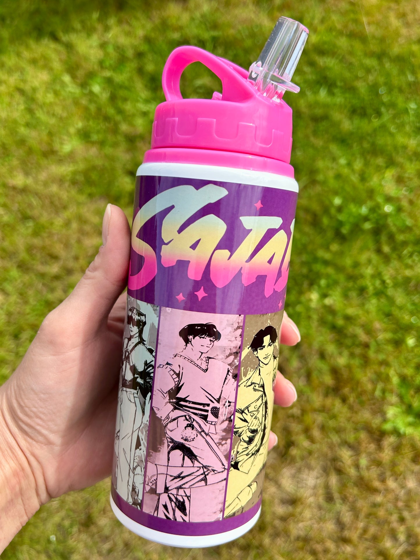 2NDS BOTTLES custom pink water bottle 600ml handmade multiple designs