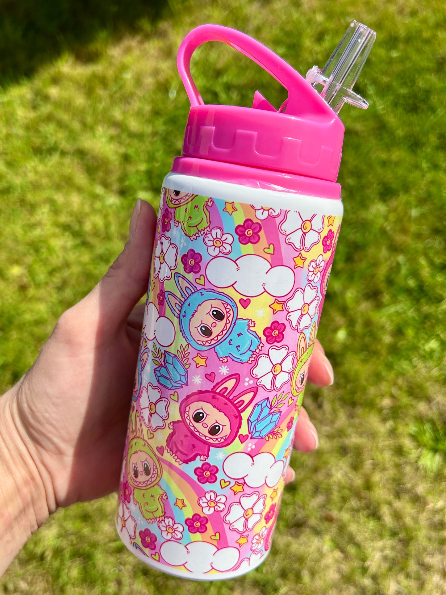 2NDS BOTTLES custom pink water bottle 600ml handmade multiple designs