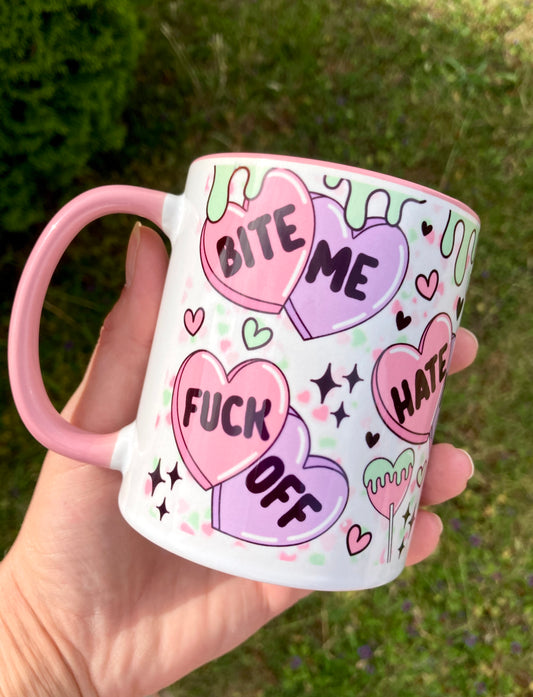 Pink Anti Valentine's sweary mug