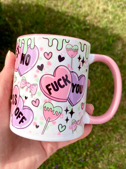 Pink Anti Valentine's sweary mug