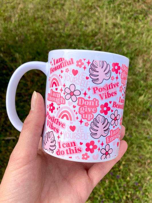 Pink Positive Vibes mug