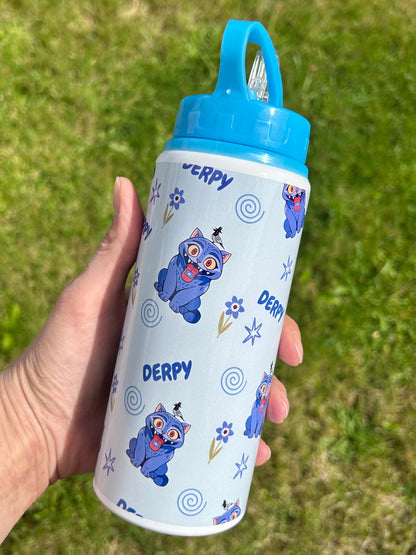 Derpy 600ml blue water bottle