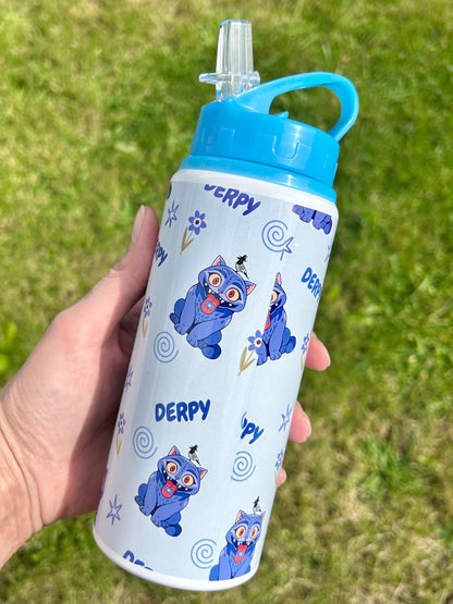 Derpy 600ml blue water bottle