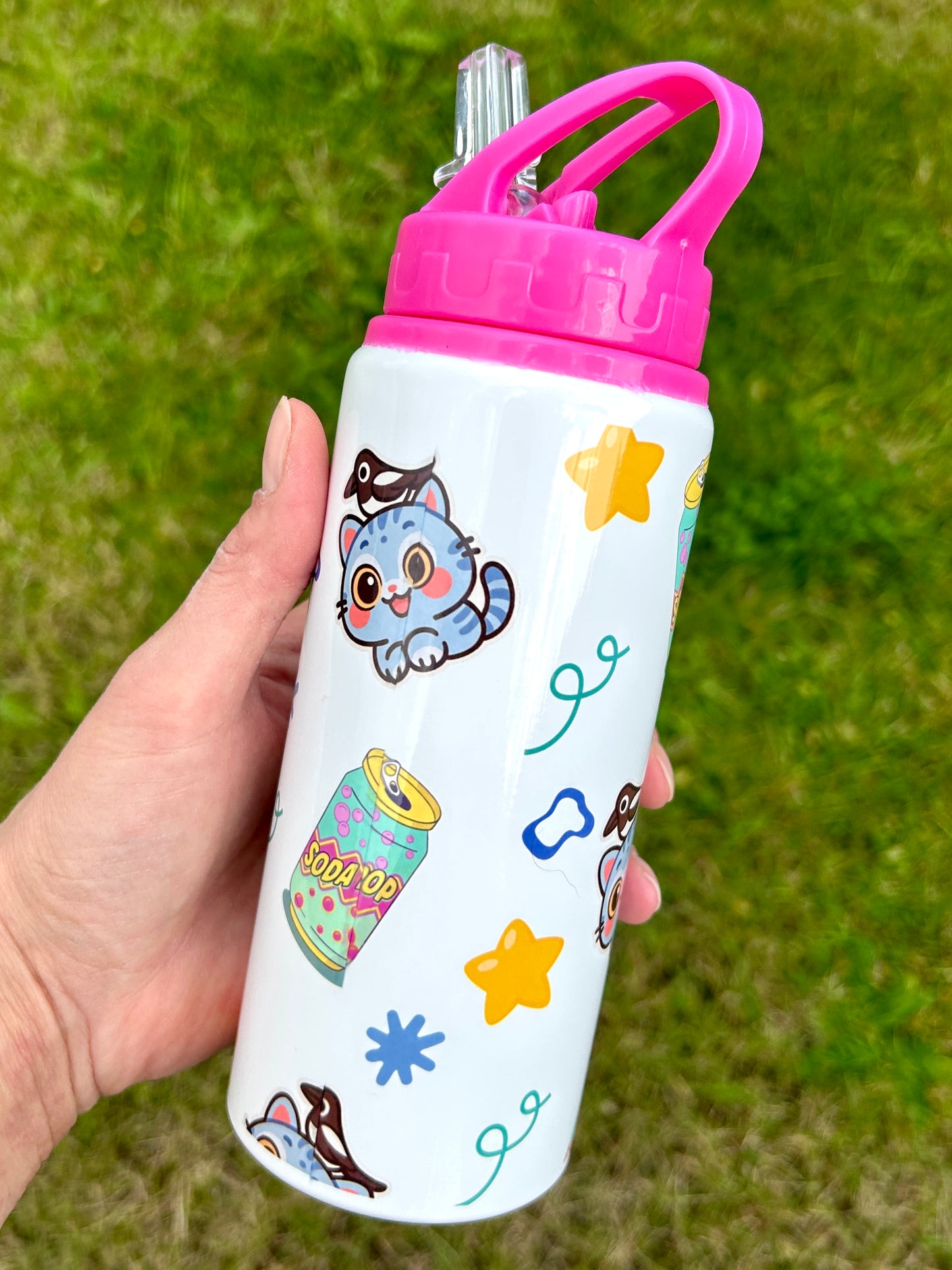 Baby Derpy 600ml pink water bottle