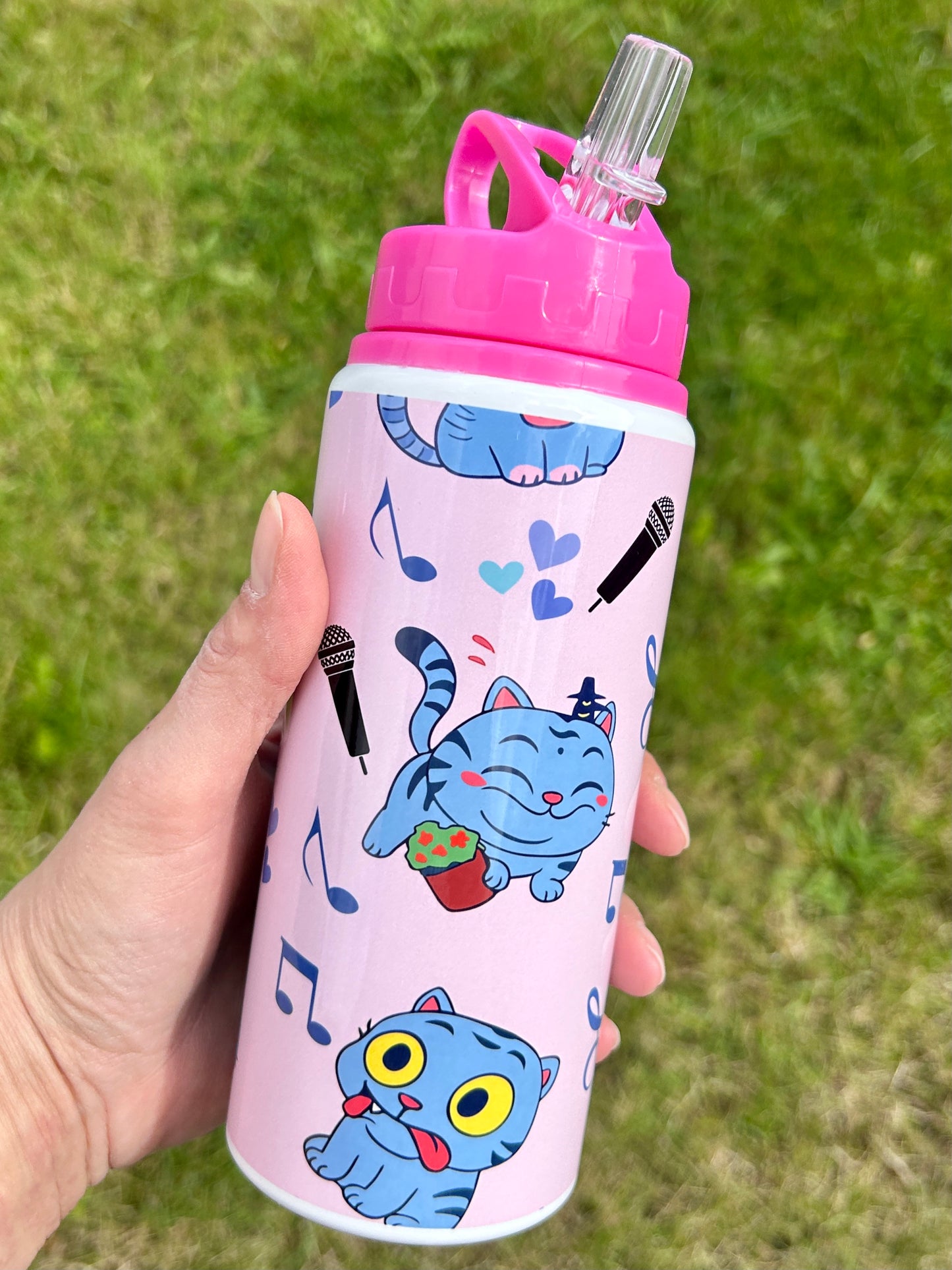 2NDS BOTTLES custom pink water bottle 600ml handmade multiple designs