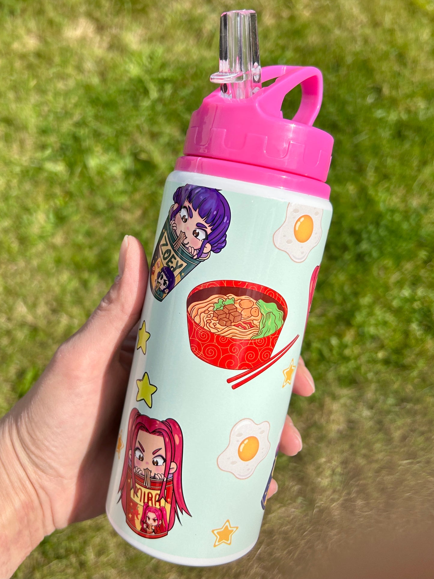 2NDS BOTTLES custom pink water bottle 600ml handmade multiple designs